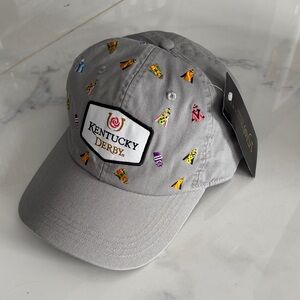 Kentucky Derby 150th Anniversary Embroidered Light Gray Cap with Festive Accents